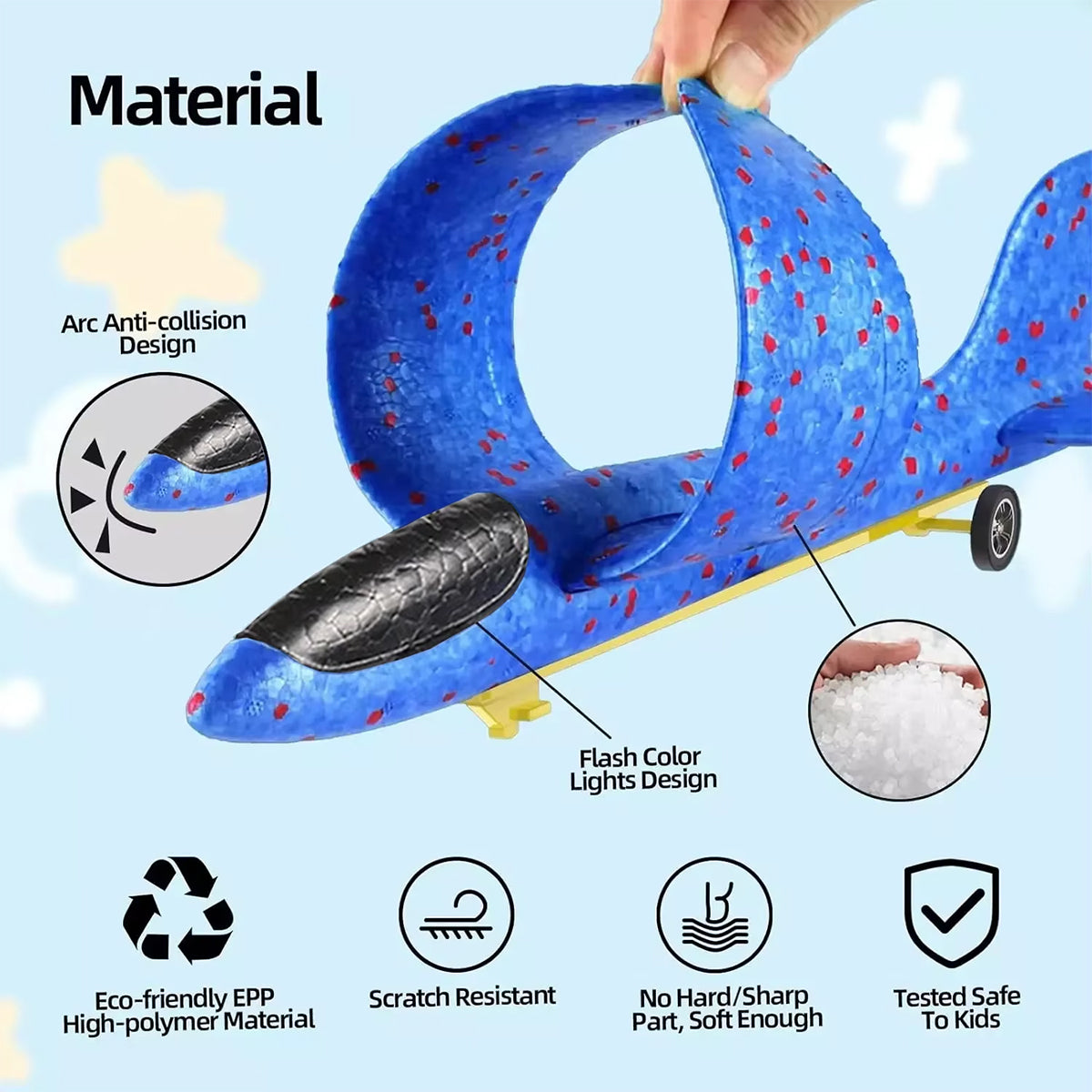 Children's 3-in-1 Foam Toy Gun & Hand-Thrown Aircraft Set Soft, Elastic, Random Color Foam Aircraft