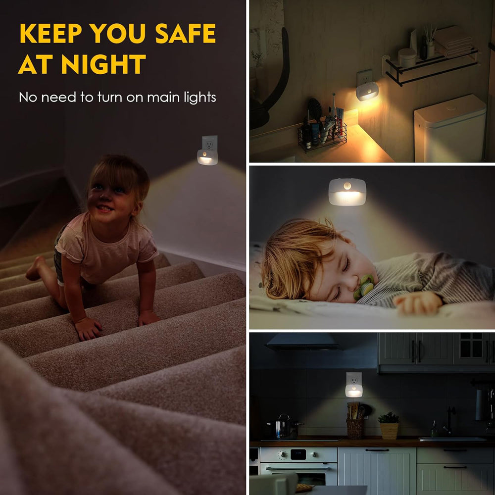 LED Motion Sensor Night Light EU Plug-in Smart Wall Lamp for Hallway, Staircase, Kitchen, Bedroom & Bathroom