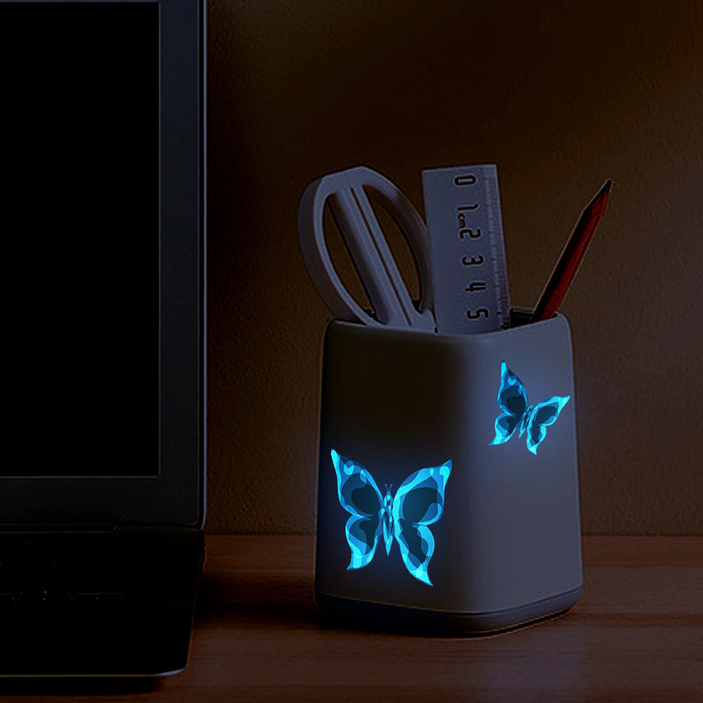 6PCS Luminous Blue Butterfly Wall Stickers Self-Adhesive Switch & Wall Decor Set