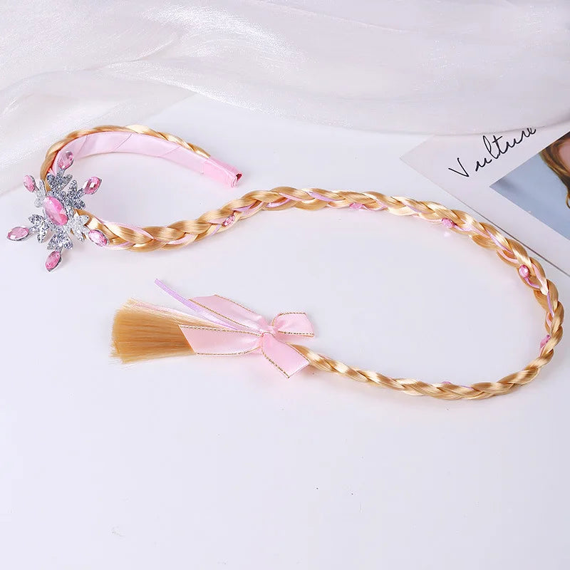 Frozen Princess Elsa Wig Braid Headband Snowflake Hair Accessories for Baby & Girls