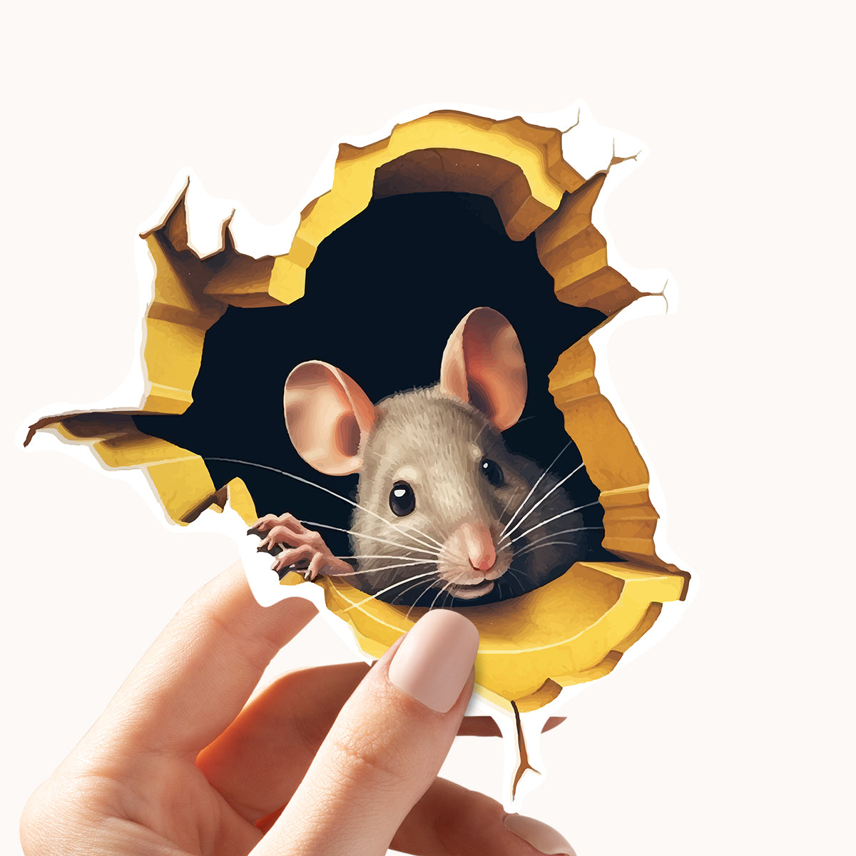 3D Cute Mouse Hole Wall Sticker Adorable Animal & Flower Design for Fun Home Decoration