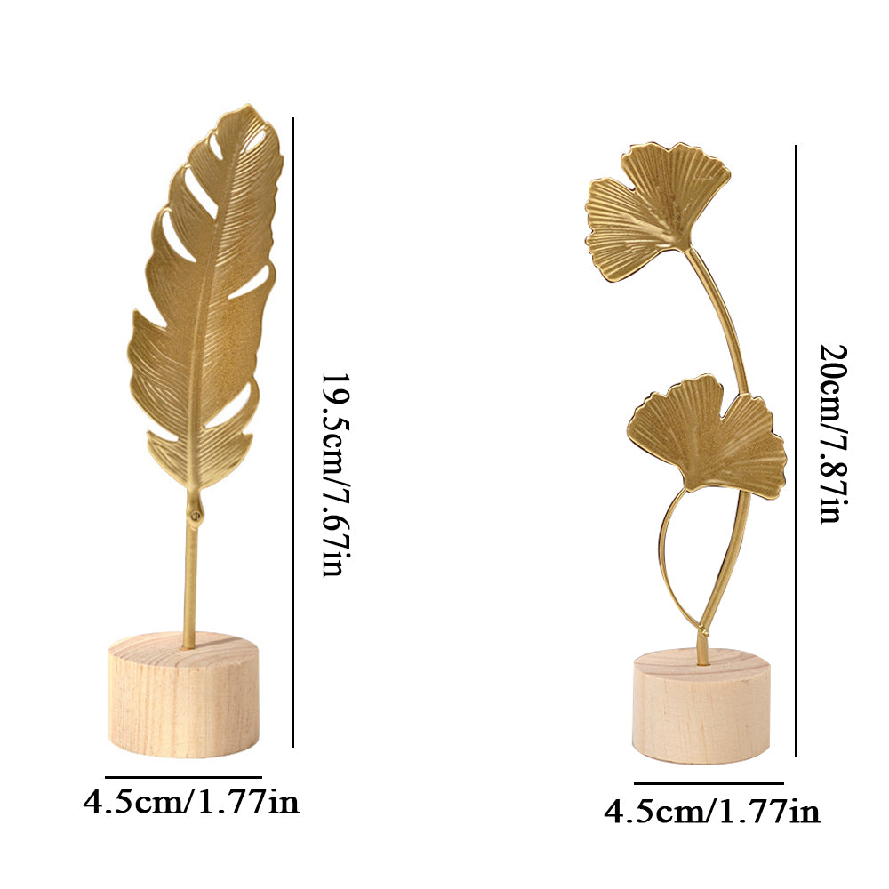 Luxury Nordic Gold Ginkgo Leaf Sculpture Elegant Home & Office Decor Ornament for Living Room & Desktop