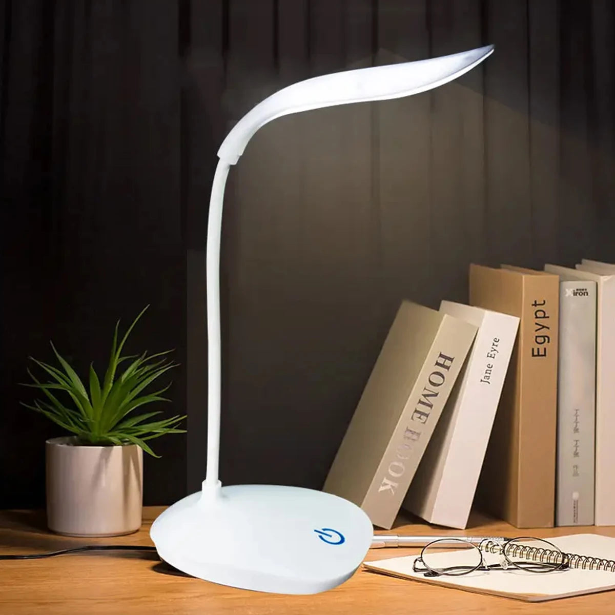 Portable LED Reading Desk Lamp USB Rechargeable, Touch Dimming, Eye Protection Table Light for Study & Office