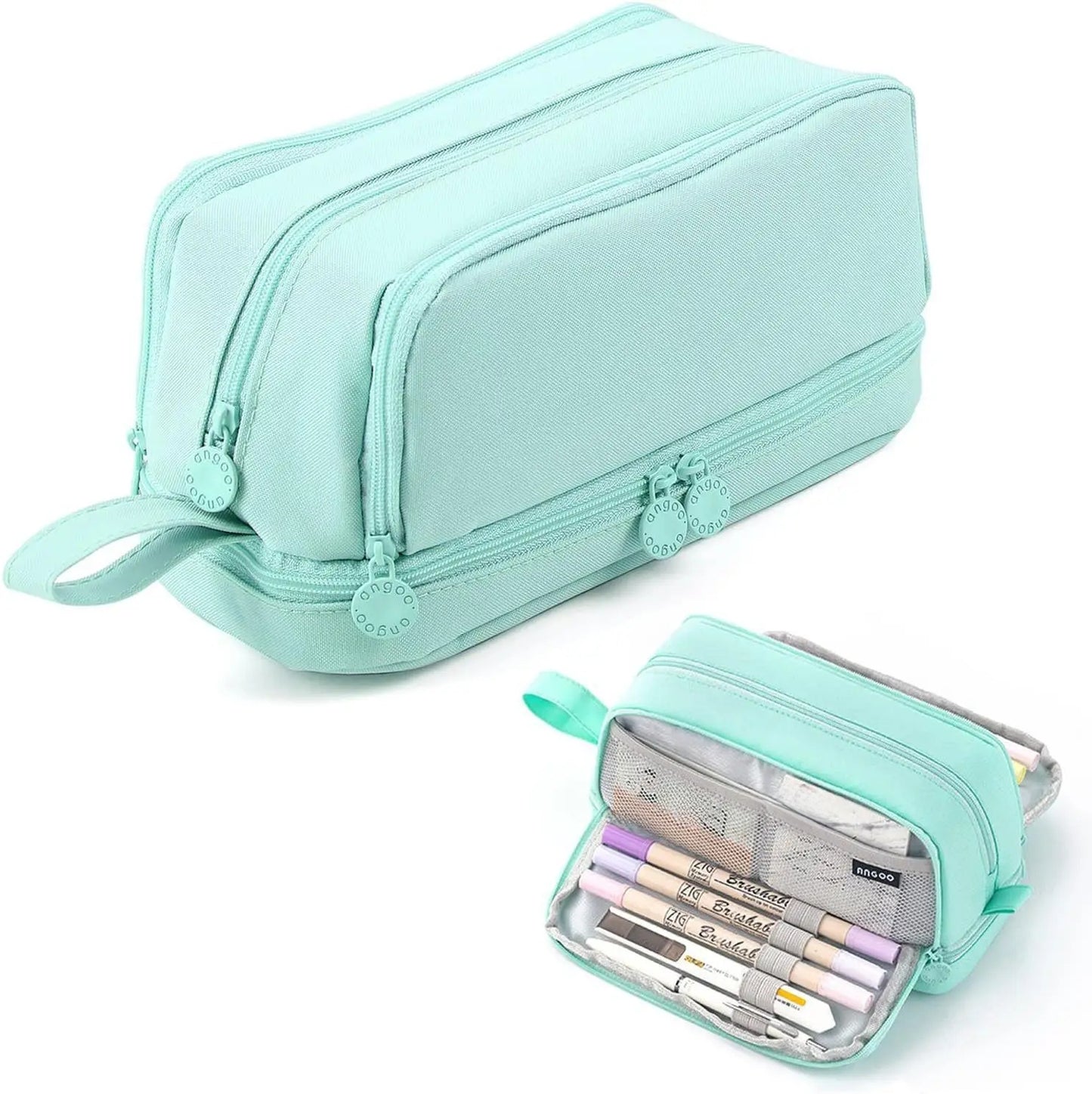 Large Capacity Double-Layer Pencil Case Oxford Cloth Stationery Organizer Bag, Portable & Stylish (Chinese Origin)