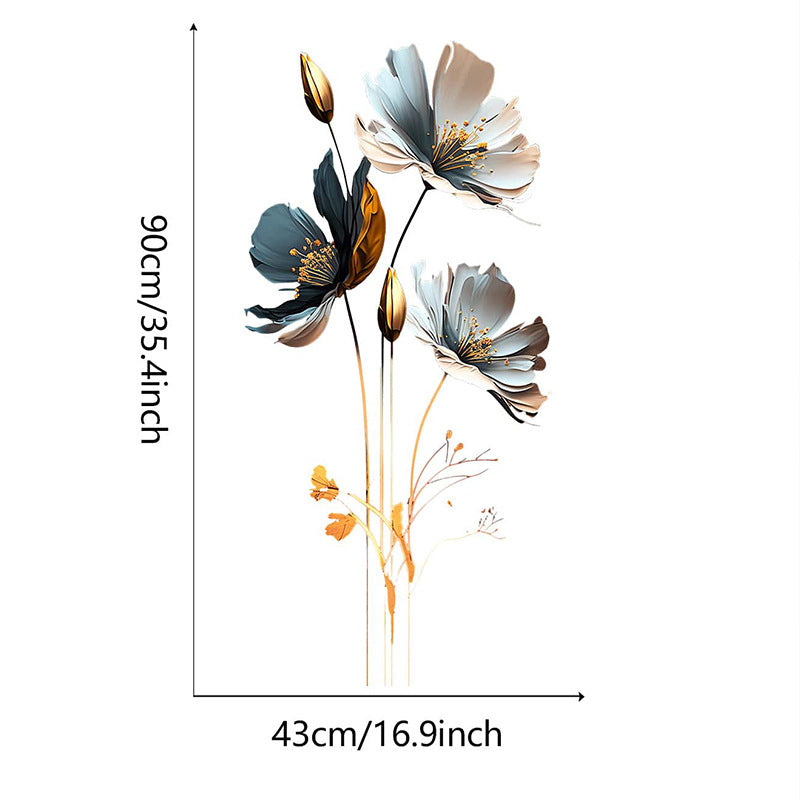 Retro 3D Lotus Flower Vinyl Wall Stickers Aesthetic PVC Wallpaper for Living Room & Bedroom Decor