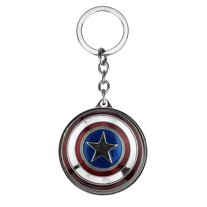 Marvel Captain America Shield Keychain Rotating Stress Relief Toy & Avengers Keyring