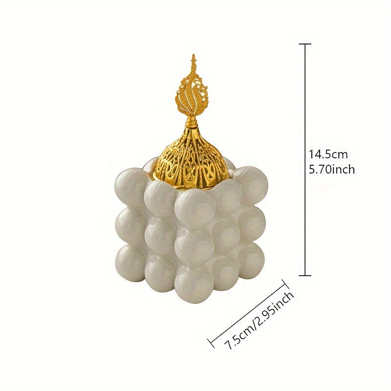 Middle Eastern Ceramic Incense Burner Magic Cube Aromatherapy Holder for Home & Ramadan Decor