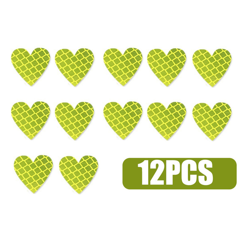 12PCS Heart-Shaped Reflective Car Stickers Night Safety Warning Tape Decals for Vehicle Decoration & Accessories