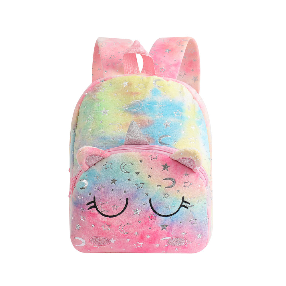 Kawaii Plush Unicorn Backpack Large Capacity School Bag for Kids, Girls, and Kindergarten Students