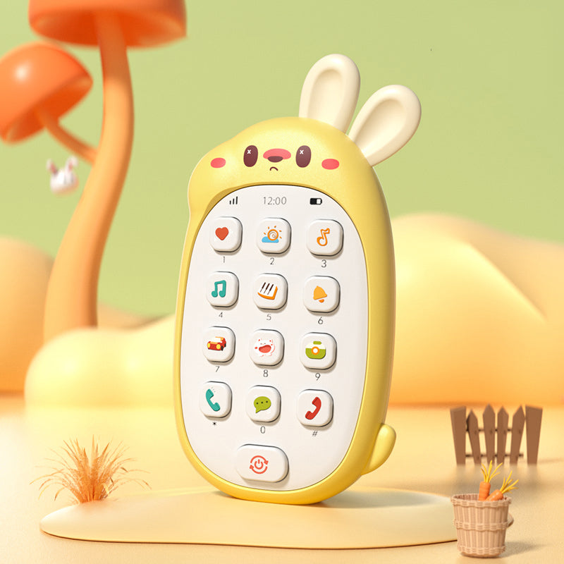 Multifunctional Baby Rabbit Toy Phone Chewable Music Puzzle for Boys & Girls (Battery-Free)
