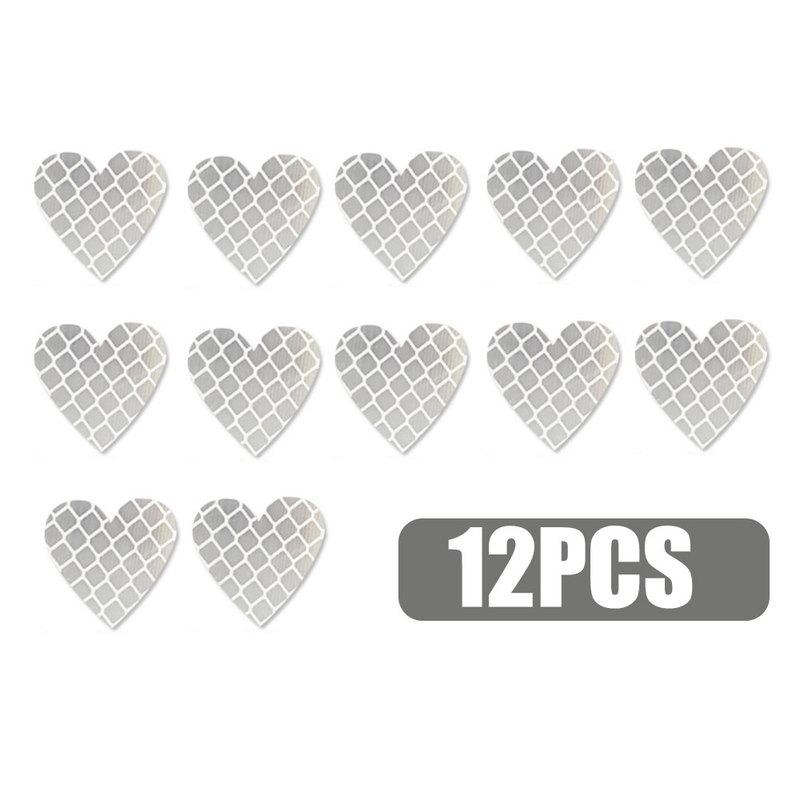 12PCS Heart-Shaped Reflective Car Stickers Night Safety Warning Tape Decals for Vehicle Decoration & Accessories