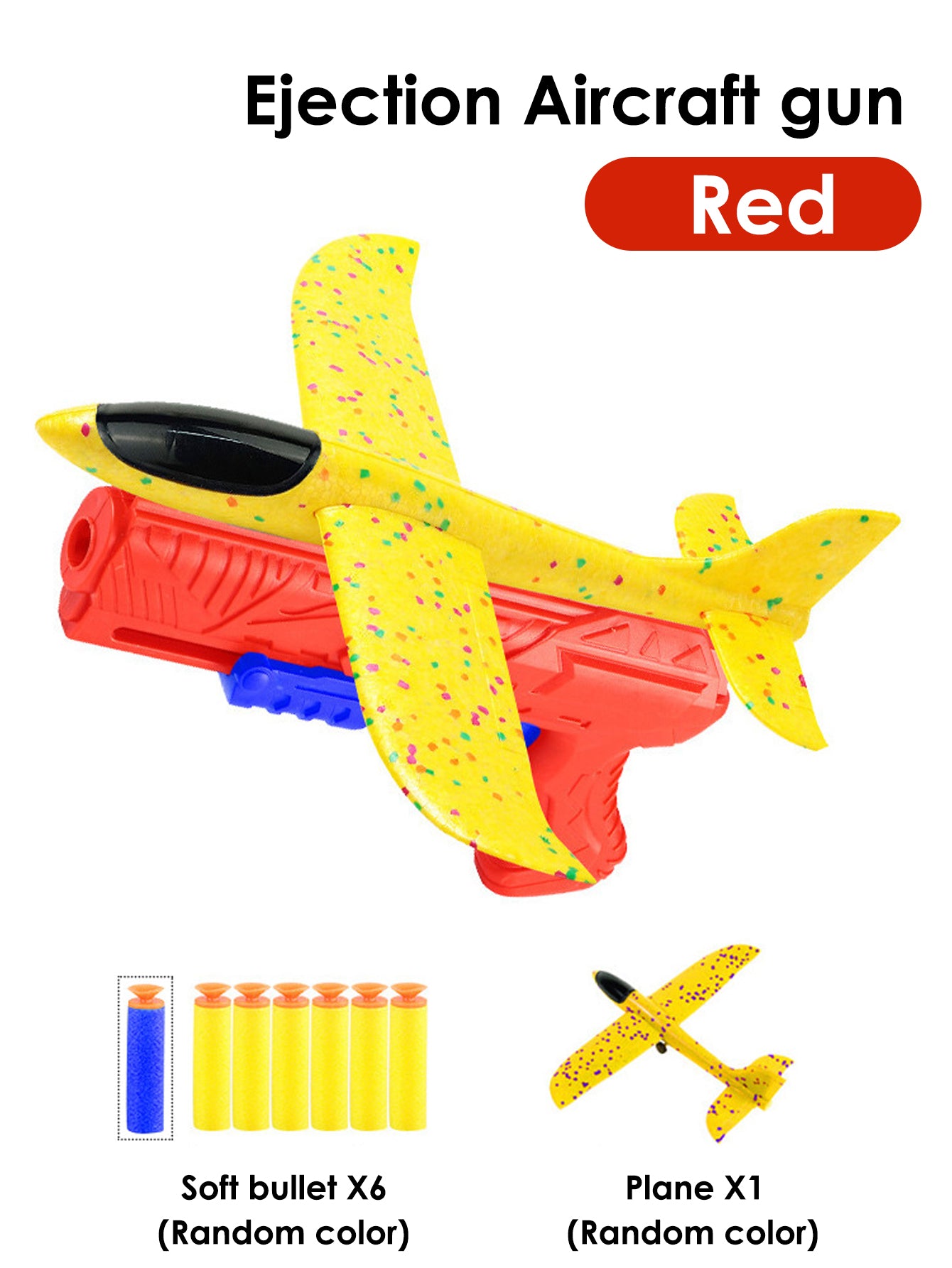 Children's 3-in-1 Foam Toy Gun & Hand-Thrown Aircraft Set Soft, Elastic, Random Color Foam Aircraft