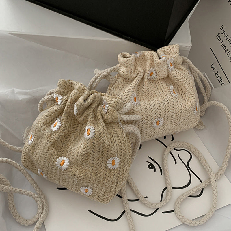 Straw Weave Rattan Bucket Bag – Women’s Summer Beach Shoulder Tote & Retro Mini Messenger Bag