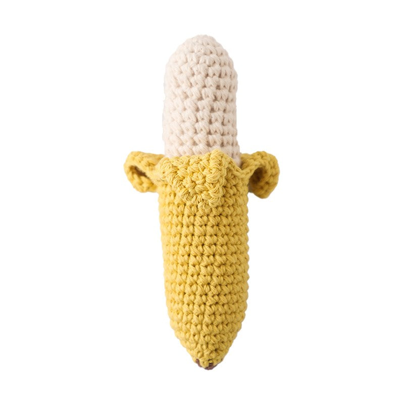 Lemon Crochet Rattle Teether Toy – Soft Bite-Strength Exercise & Musical Baby Toy