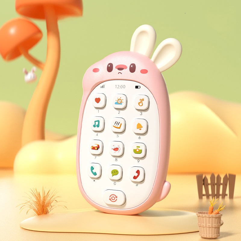 Multifunctional Baby Rabbit Toy Phone Chewable Music Puzzle for Boys & Girls (Battery-Free)