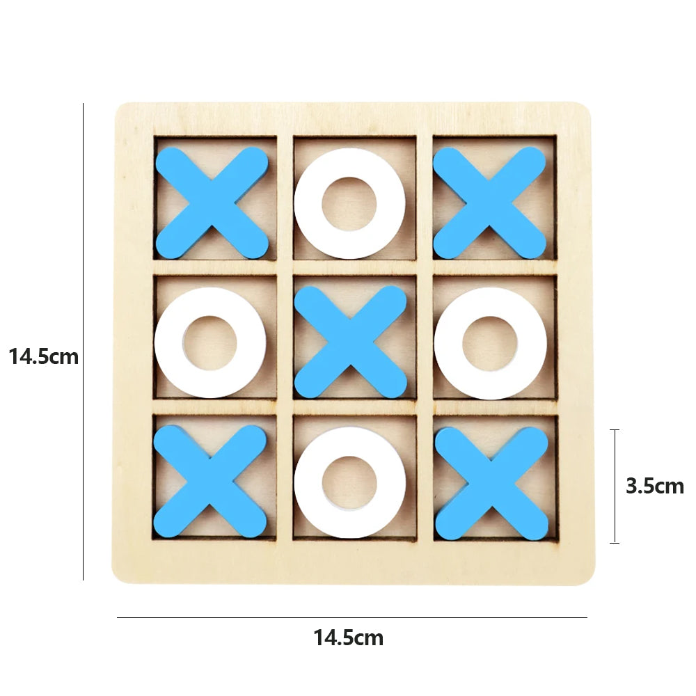 Wooden Tic Tac Toe Game Mini XO Puzzle Board for Kids Montessori Educational Toy & Gift for Boys and Girls