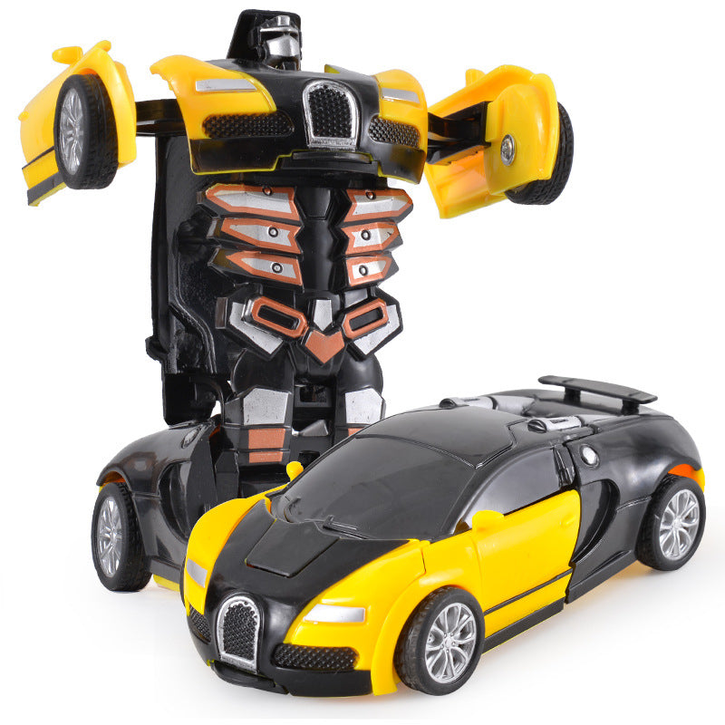 One-Click Transforming Collision Deformation Robot Car Dual Form Toy for Boys & Father-Son Play