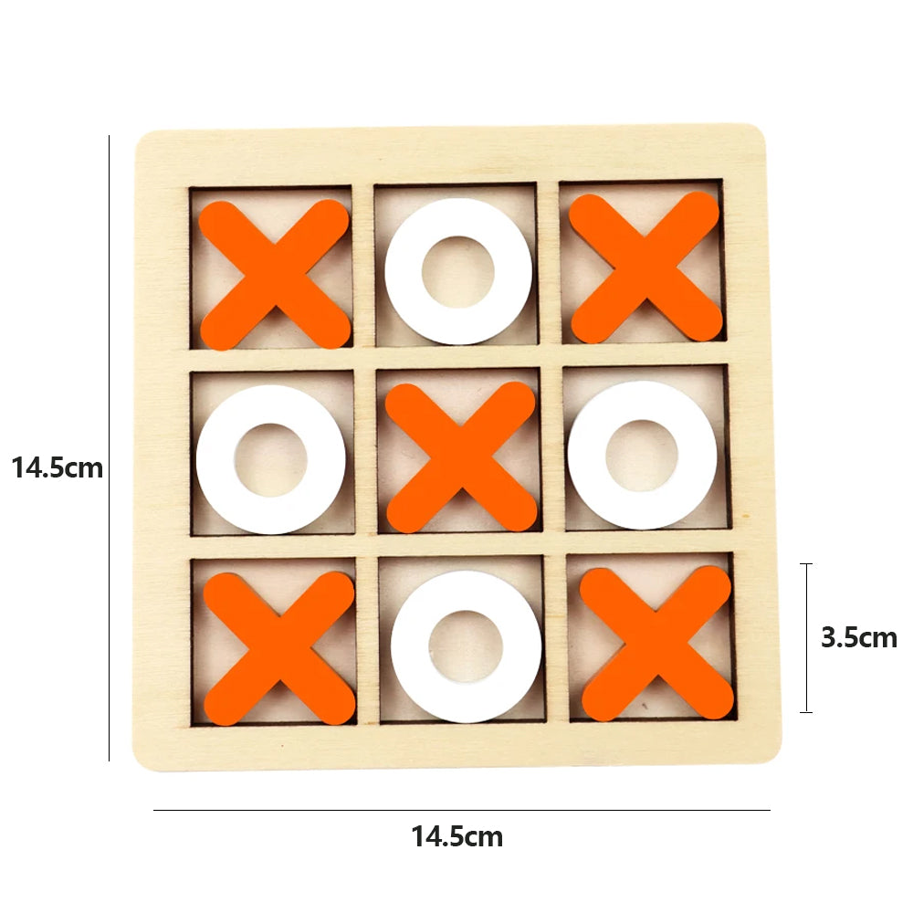 Wooden Tic Tac Toe Game Mini XO Puzzle Board for Kids Montessori Educational Toy & Gift for Boys and Girls