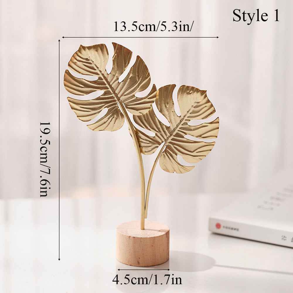 Luxury Nordic Gold Ginkgo Leaf Sculpture Elegant Home & Office Decor Ornament for Living Room & Desktop