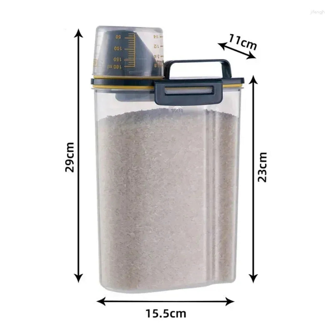 2kg Pet Food Storage Container Airtight Plastic Bin with Measuring Cup Dog & Cat Food Keeper