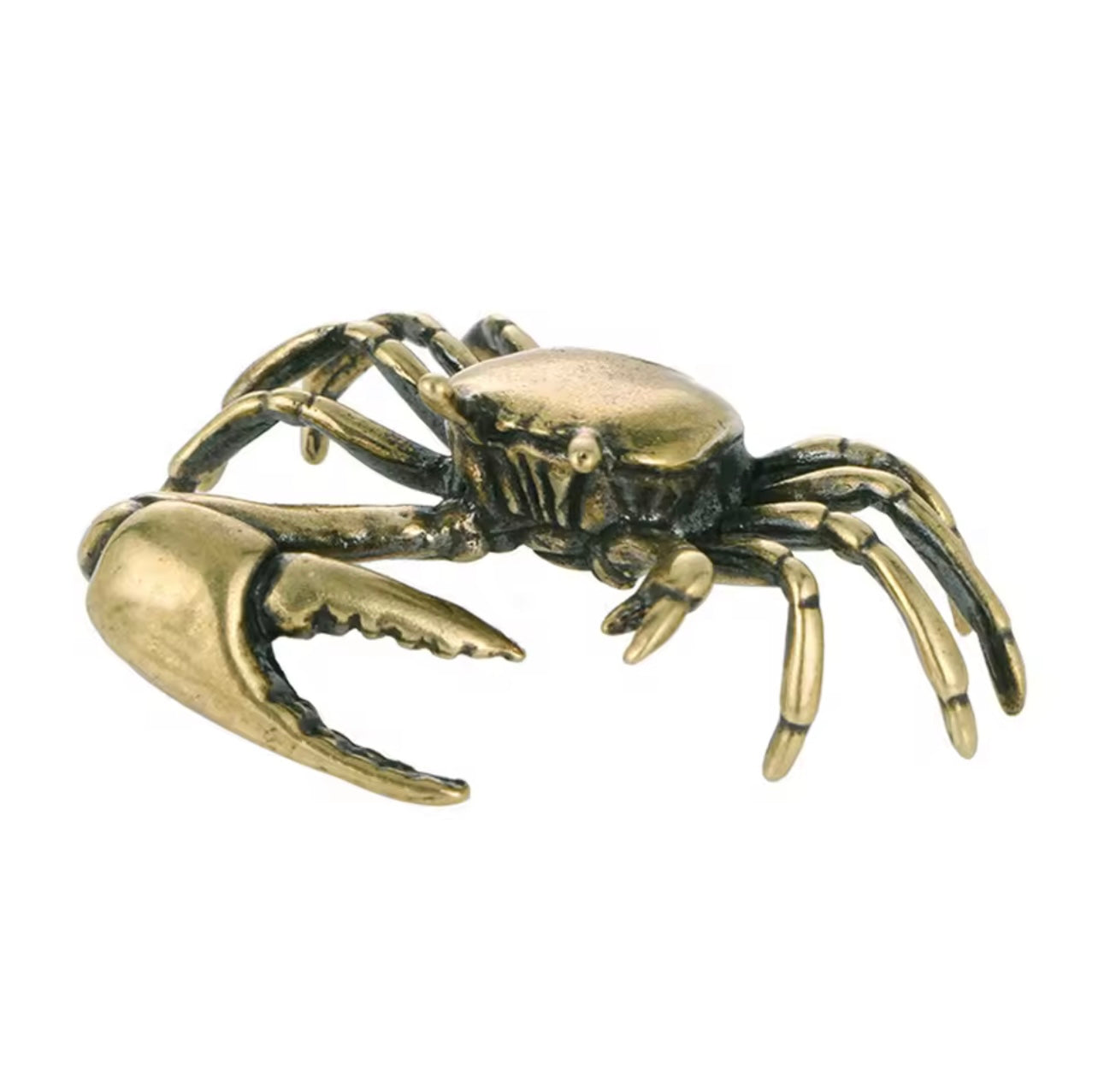 Pure Brass Crab Statue Miniature Animal Decor for Desk & Living Room.