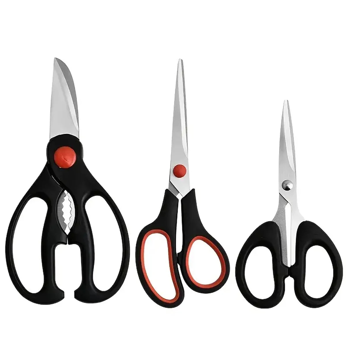 3PCS Multi-Functional Kitchen Scissors Set Stainless Steel Food Scissors for Meat, Vegetables & Chicken Bones