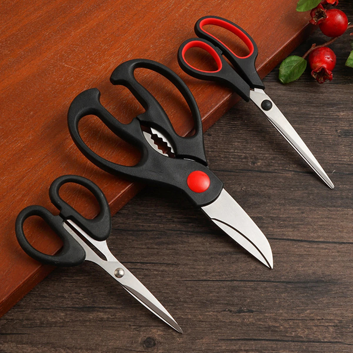 3PCS Multi-Functional Kitchen Scissors Set Stainless Steel Food Scissors for Meat, Vegetables & Chicken Bones