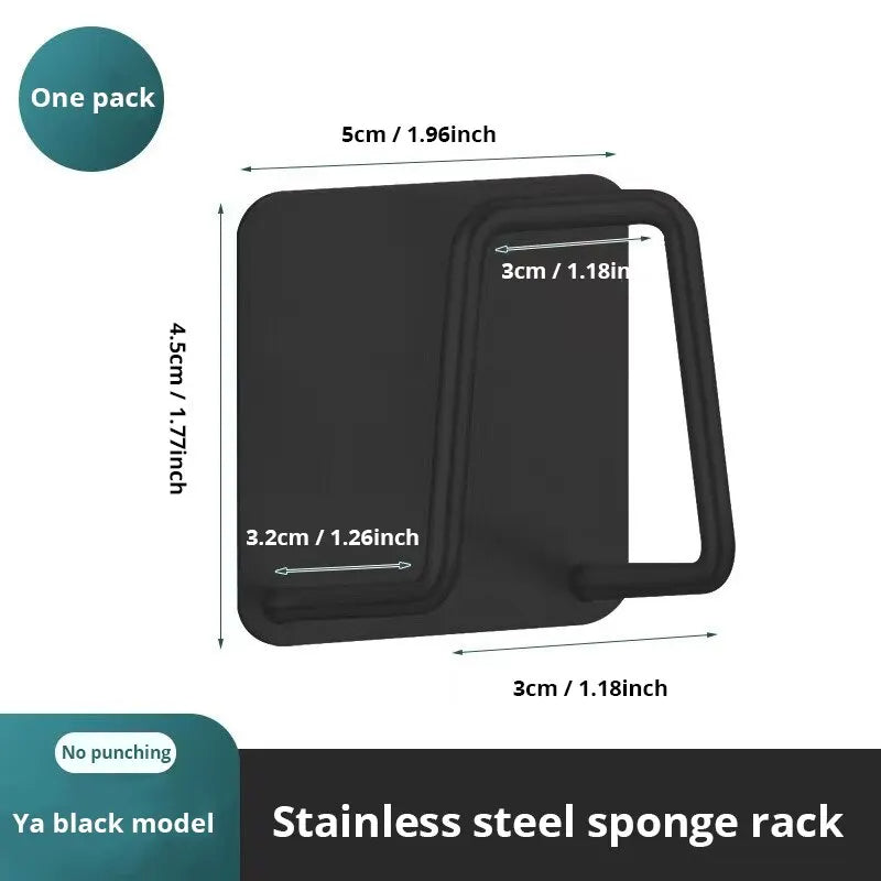 1PC Stainless Steel Sink Sponge Rack Wall-Mounted Holder for Sponge, Steel Wool & Kitchen Cleaning Tools