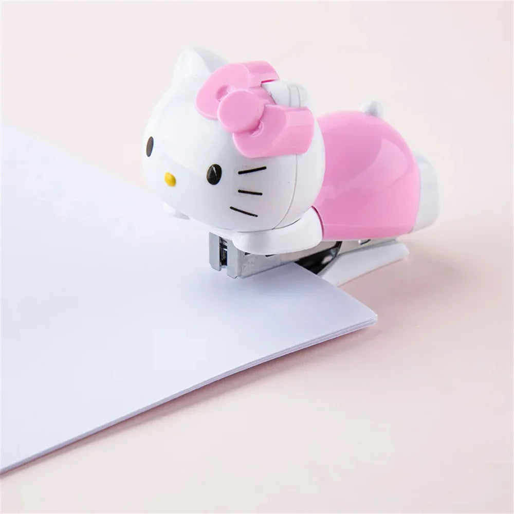 Hello Kitty Mini Stapler Set Kawaii Sanrio Cartoon Stationery for Students & Office Use