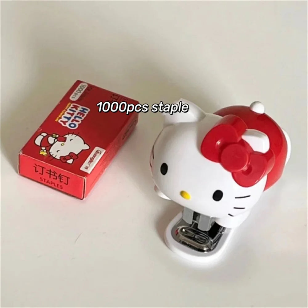 Hello Kitty Mini Stapler Set Kawaii Sanrio Cartoon Stationery for Students & Office Use