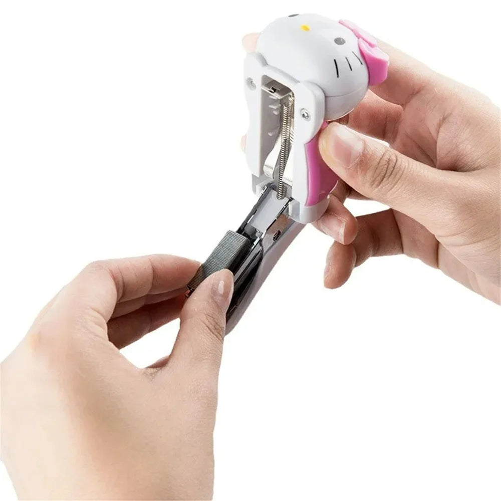 Hello Kitty Mini Stapler Set Kawaii Sanrio Cartoon Stationery for Students & Office Use