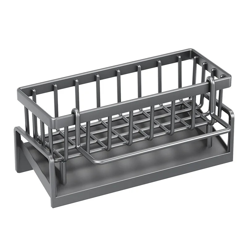 Kitchen Sink Drain Rack Organizer Self Draining Plastic Shelf for Soap, Sponges, Towels & Filter Basket