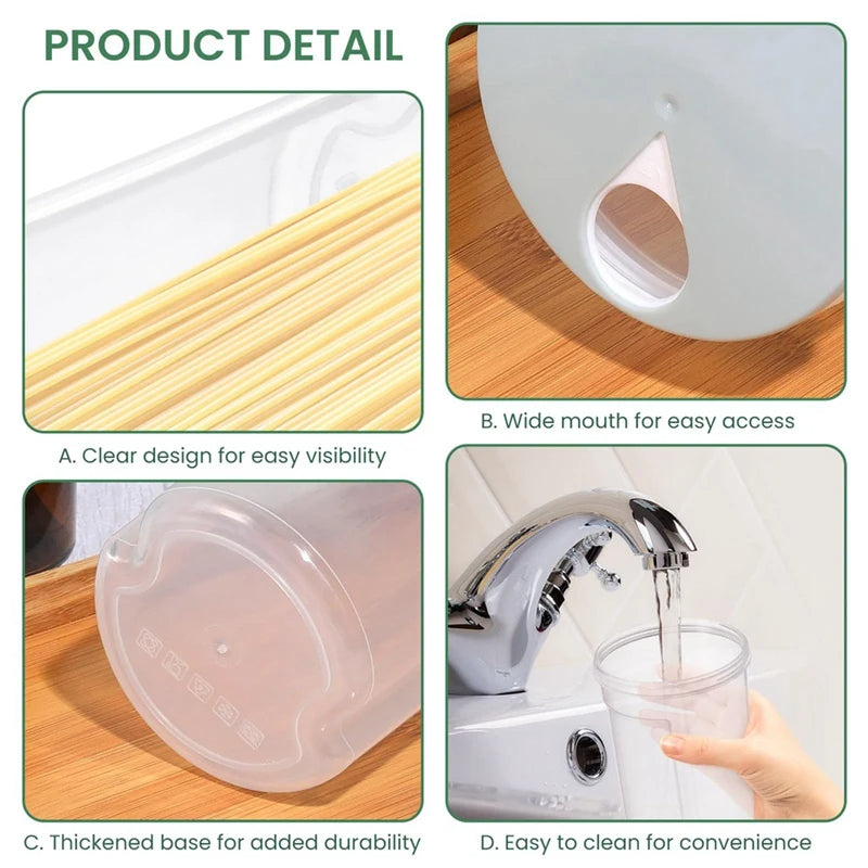 1PC Spaghetti & Noodle Storage Container Food-Grade Plastic Canister with Locking Lid