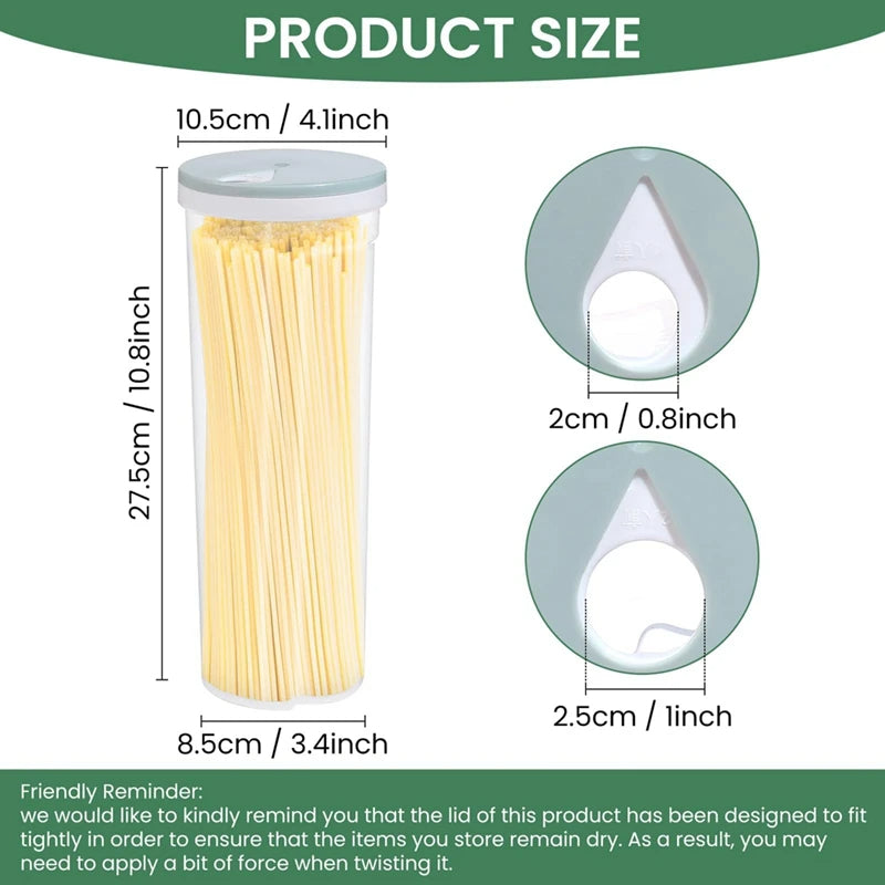 1PC Spaghetti & Noodle Storage Container Food-Grade Plastic Canister with Locking Lid