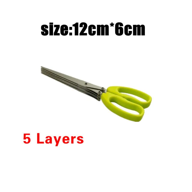 Multi Layer Kitchen Herb Scissors Stainless Steel Vegetable Cutter for Scallions, Spices & More