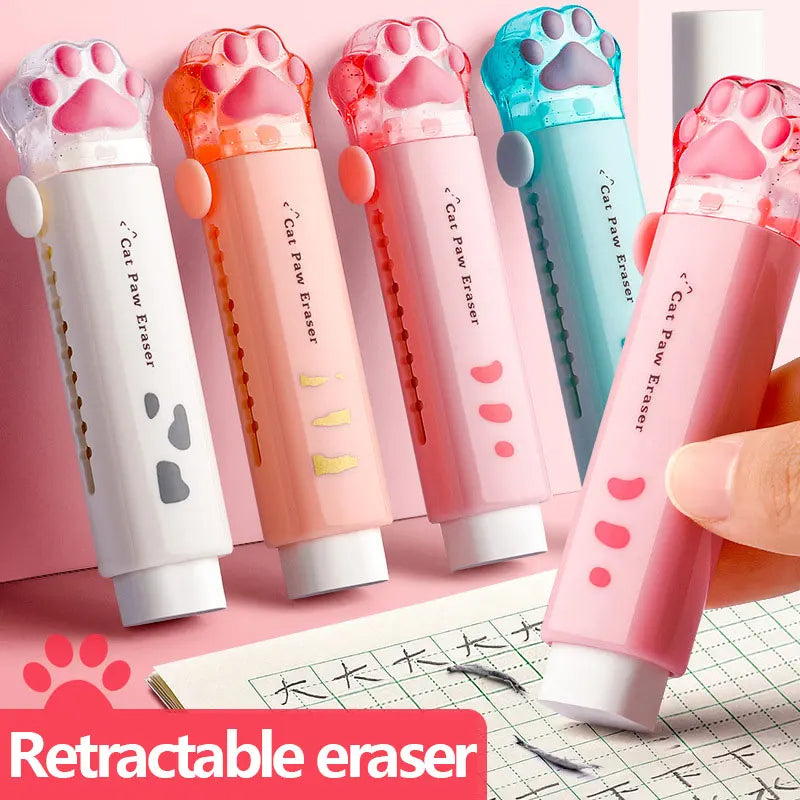 Kawaii Cat Retractable Eraser Cute Korean Stationery for School & Office