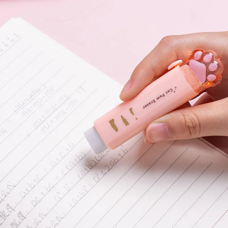 Kawaii Cat Retractable Eraser Cute Korean Stationery for School & Office