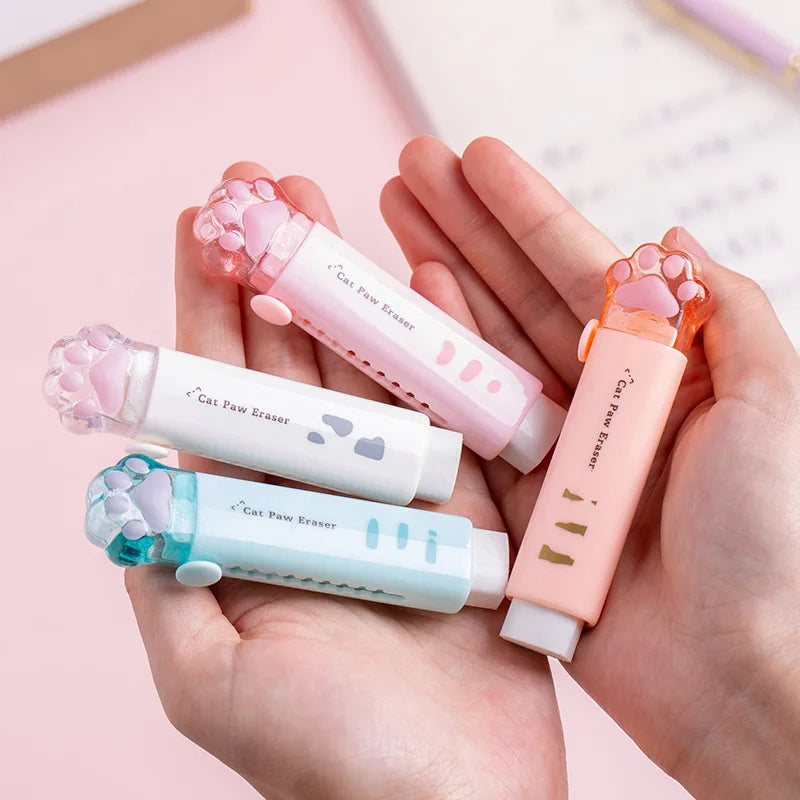 Kawaii Cat Retractable Eraser Cute Korean Stationery for School & Office