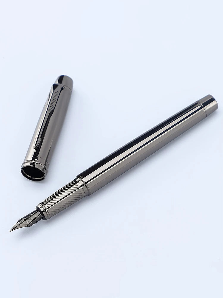 1Pc Silver Gray Luxury Metal Pen 0.5mm Iridium Tip for Office, School & Daily Writing
