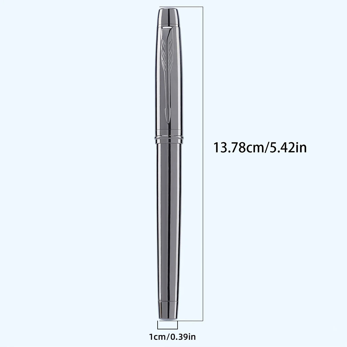 1Pc Silver Gray Luxury Metal Pen 0.5mm Iridium Tip for Office, School & Daily Writing