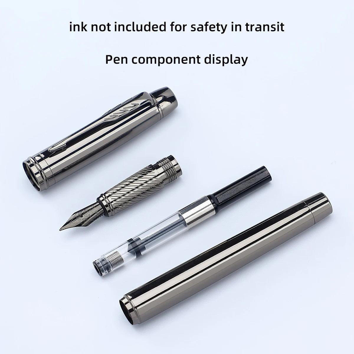 1Pc Silver Gray Luxury Metal Pen 0.5mm Iridium Tip for Office, School & Daily Writing