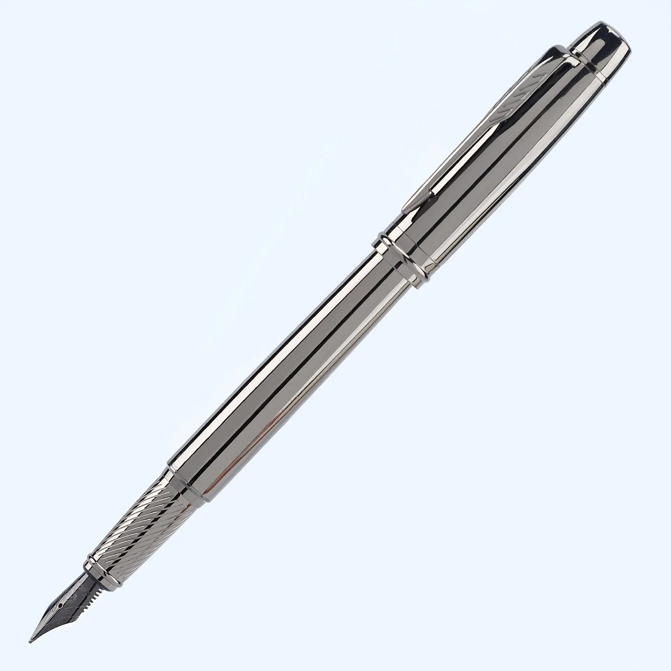 1Pc Silver Gray Luxury Metal Pen 0.5mm Iridium Tip for Office, School & Daily Writing
