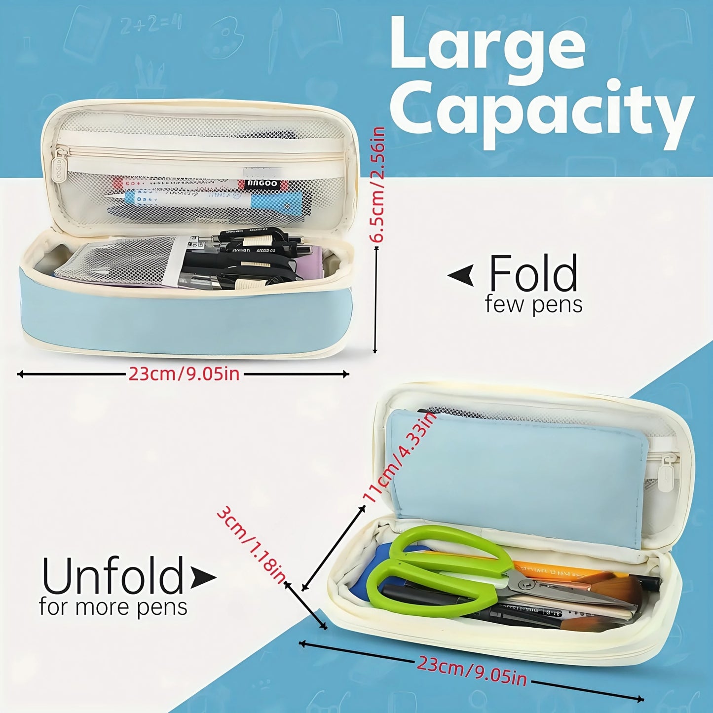 Large Capacity Aesthetic Pencil Case Portable Pencil Bag for School & Office Supplies Storage