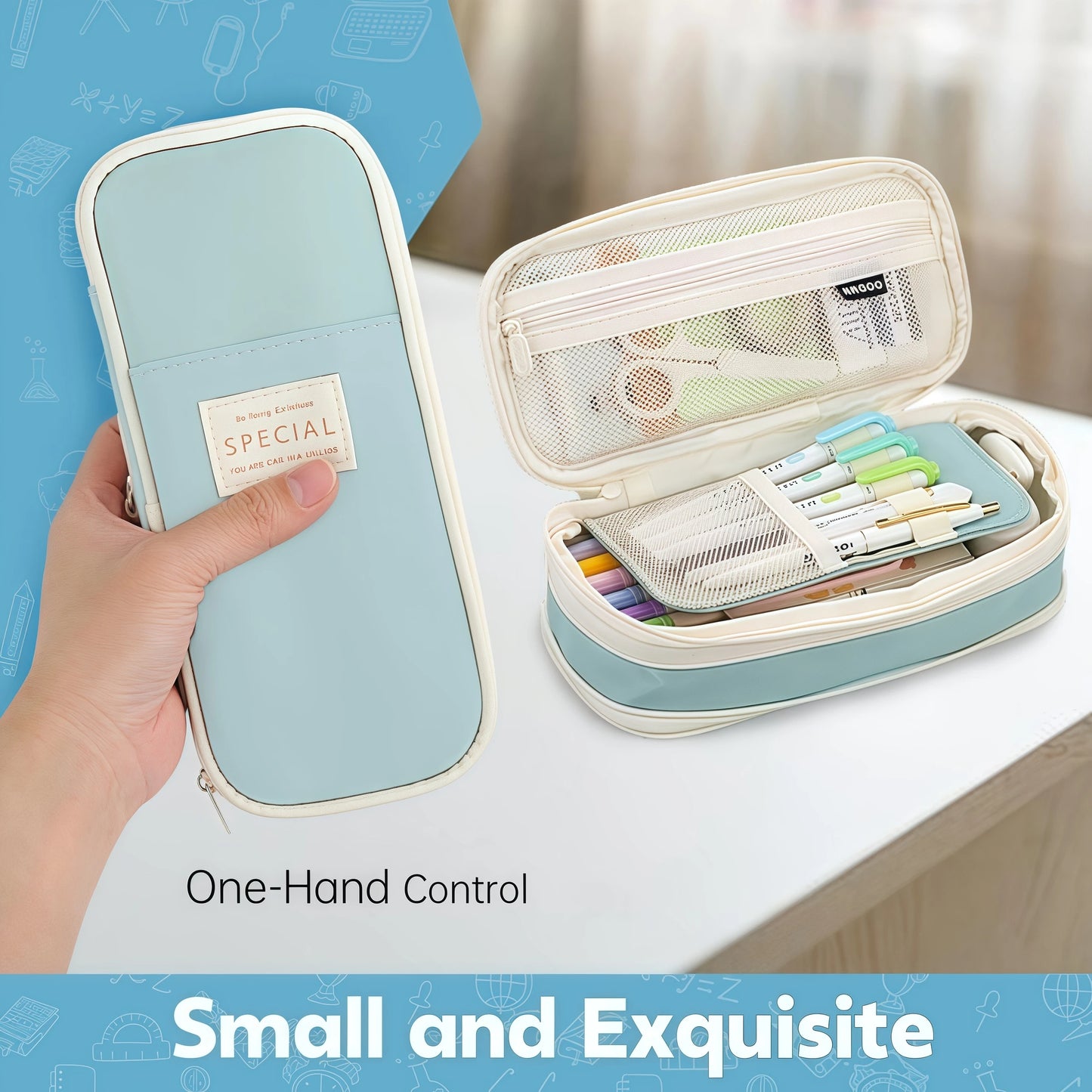 Large Capacity Aesthetic Pencil Case Portable Pencil Bag for School & Office Supplies Storage