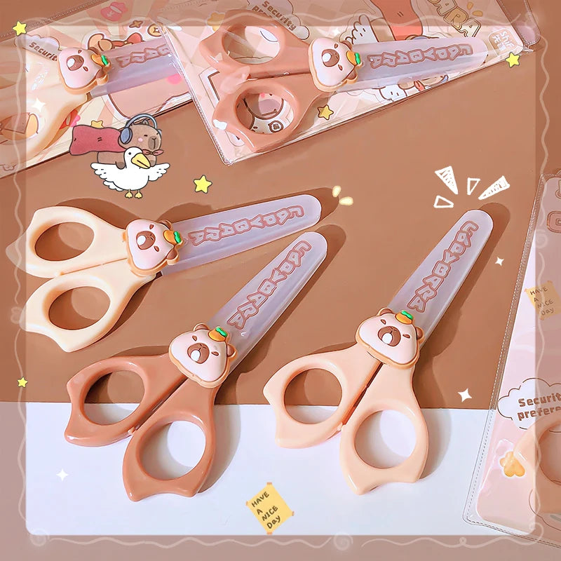 Cute Capybara Mini Craft Scissors Safe & Handy DIY Scissors for Kids Back to School Stationery