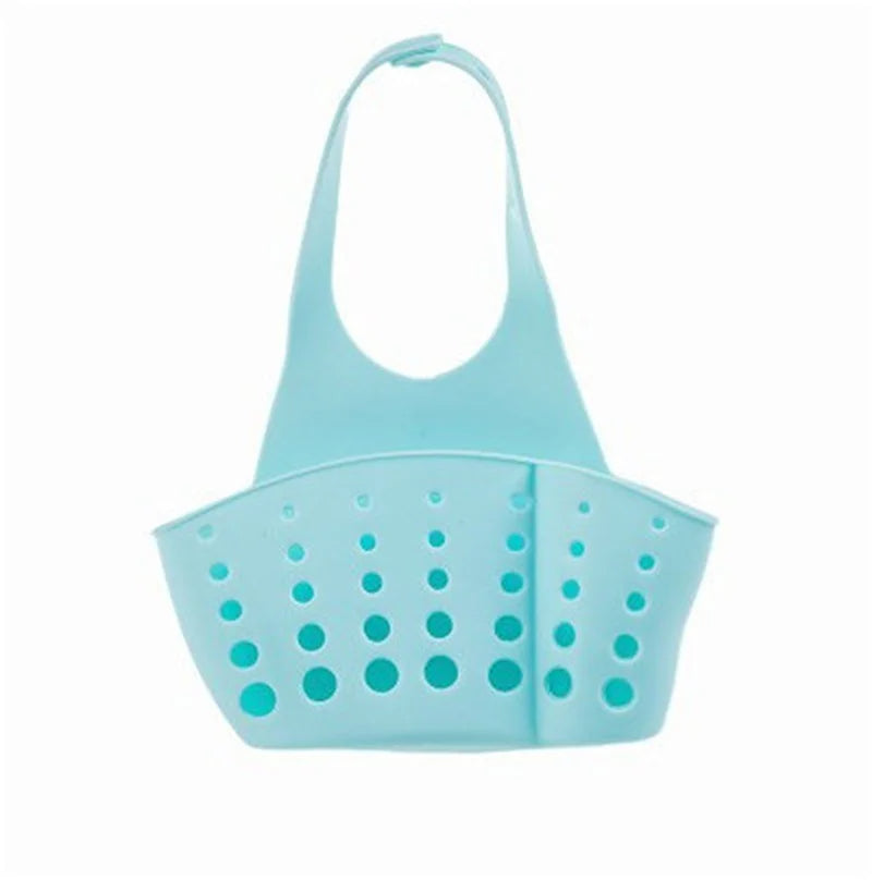 Adjustable Kitchen Sink Drain Basket Hanging Soap & Sponge Holder for Home Storage