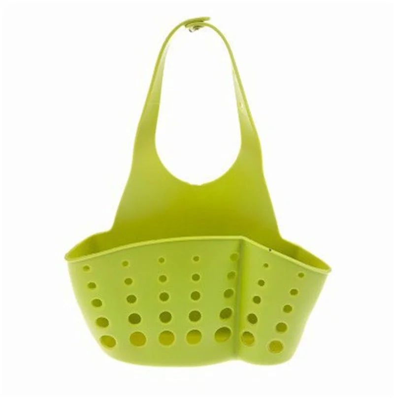 Adjustable Kitchen Sink Drain Basket Hanging Soap & Sponge Holder for Home Storage