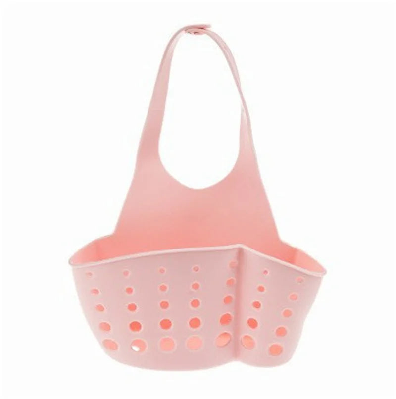 Adjustable Kitchen Sink Drain Basket Hanging Soap & Sponge Holder for Home Storage