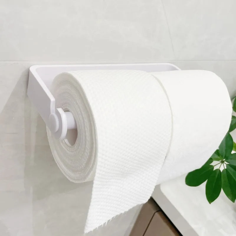 Adhesive Paper Towel Holder Wall-Mounted Tissue & Toilet Roll Dispenser for Kitchen or Bathroom Storage