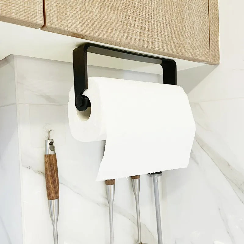 Adhesive Paper Towel Holder Wall-Mounted Tissue & Toilet Roll Dispenser for Kitchen or Bathroom Storage